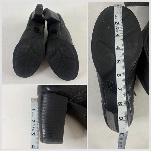 🦉Born Black Leather Oxford Lace Up Block Heel Pumps Sz 9.5 - Picture 7 of 10